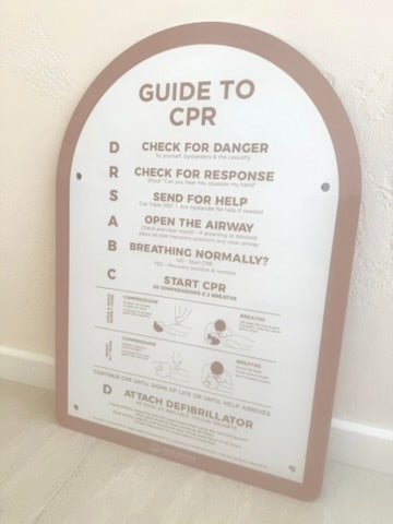 Double Sided Pool Safety Sign The Halo - Beige & White