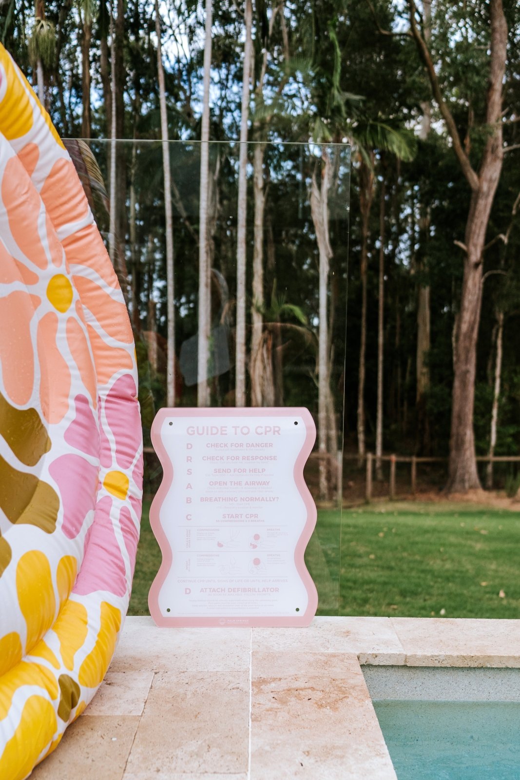 CPR Pool Signs - CPR Pool Sign The Wave - Pink & White