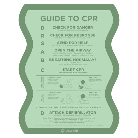 The ‘Wave’ CPR Pool Sign - Green - Palm Springs Beach Abode