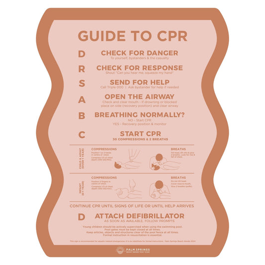 The ‘Wave’ CPR Pool Sign - Rust & Pink - Palm Springs Beach Abode