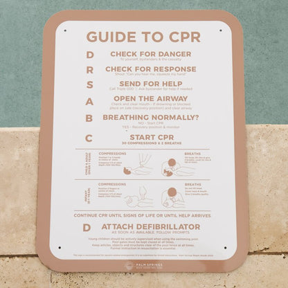 Premium ‘Classic’ CPR Pool Sign The Slim - Beige & White