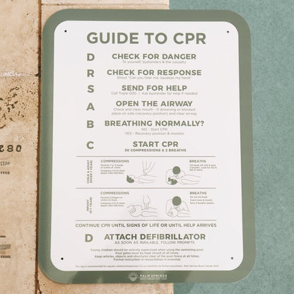 Premium ‘Classic’ CPR Pool Sign The Slim - Green & White