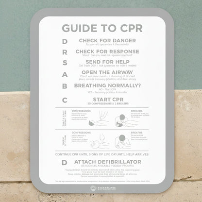 Premium ‘Classic’ CPR Pool Sign The Slim - Grey & White