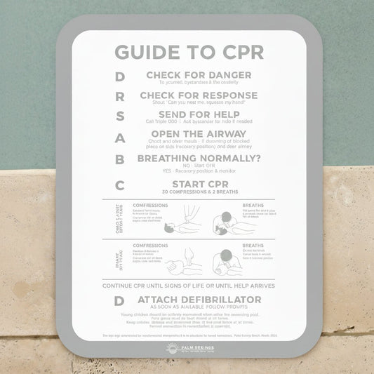 Premium ‘Classic’ CPR Pool Sign The Slim - Grey & White