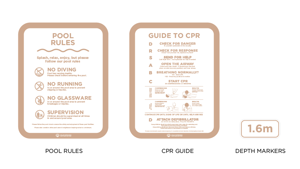 Premium ‘Luxe’ Commercial Pool Safety Sign Packages