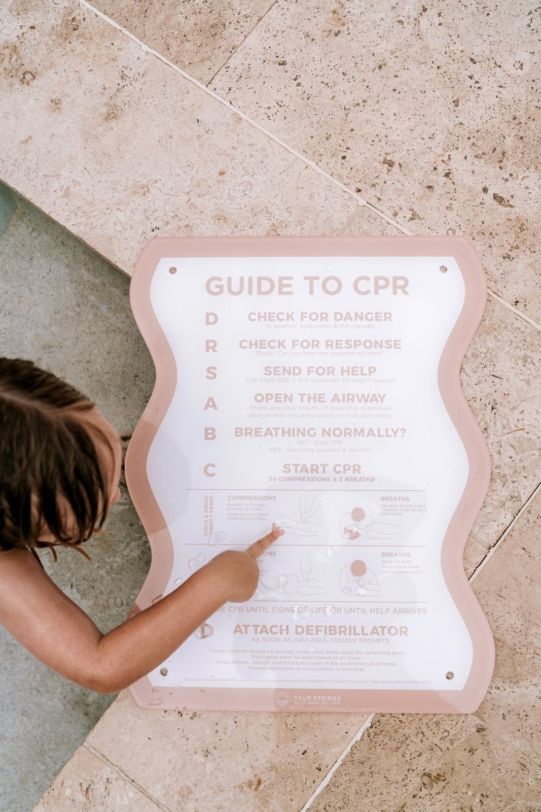 CPR Pool Sign The Wave - Pink & White near Pool