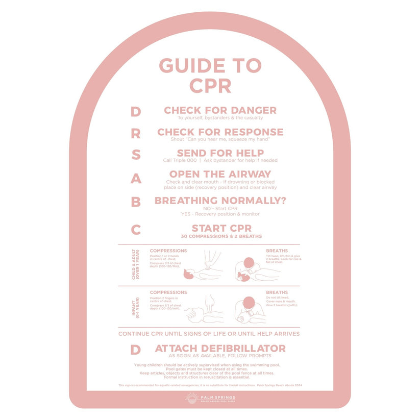 The Halo Cpr Pool Sign - Pink & White