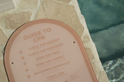 The ‘Halo’ CPR Pool Sign - Rust & Pink - Palm Springs Beach Abode