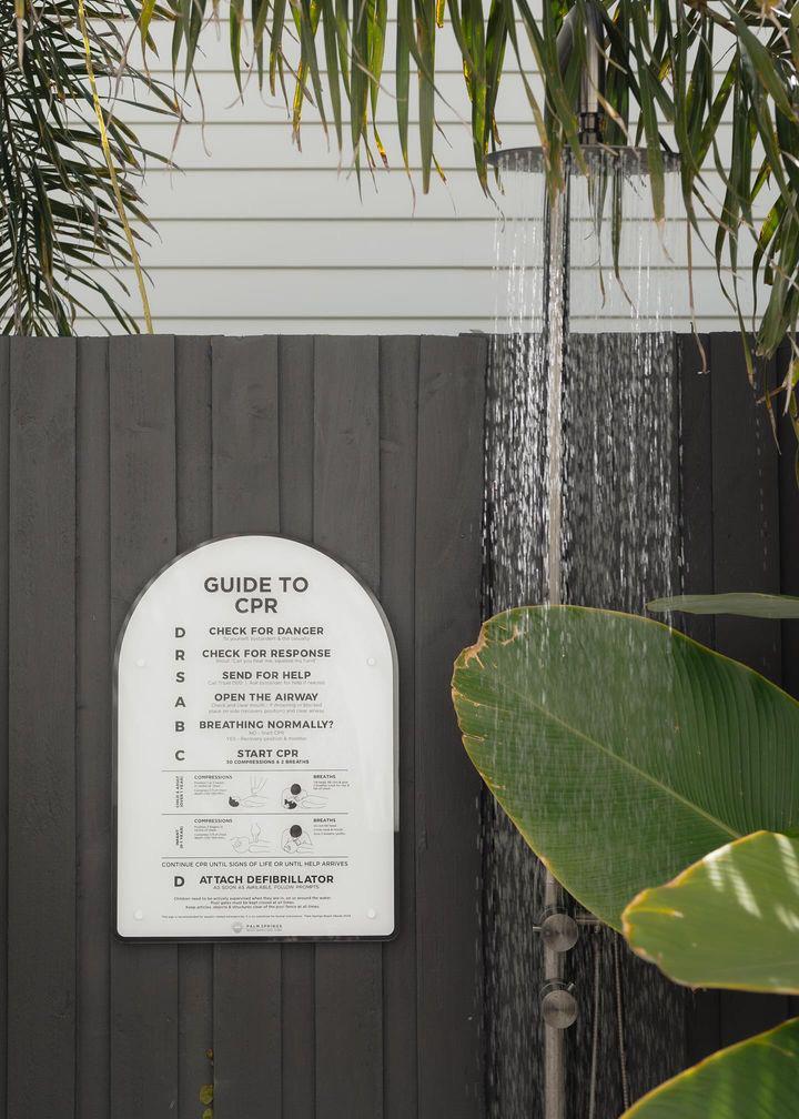 The ‘Halo’ CPR Pool Sign - White & Black - Palm Springs Beach Abode