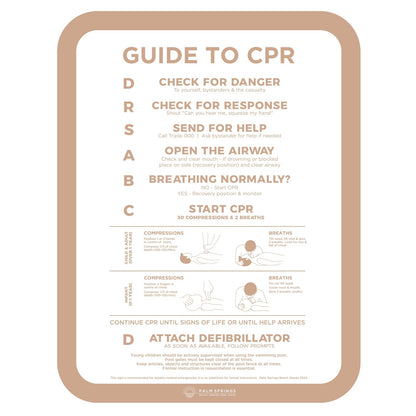 The ‘Slim’ CPR Pool Sign - Beige & White - Palm Springs Beach Abode