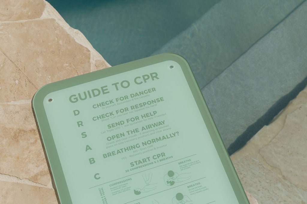Pool Cpr The Slim CPR Pool Safety Sign - Green – Palm Springs Beach Abode